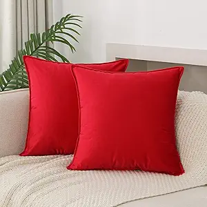 1. Cherry Red Velvet Throw Pillows