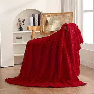 4. Cherry Red Knit Throw Blanket