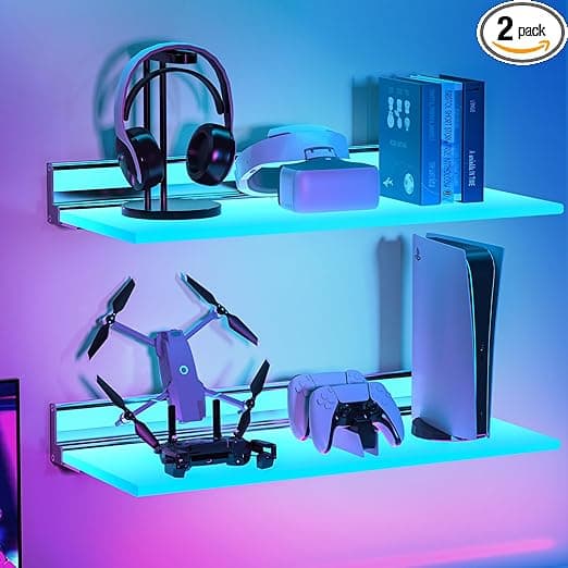 7. Floating Shelves with LEDs